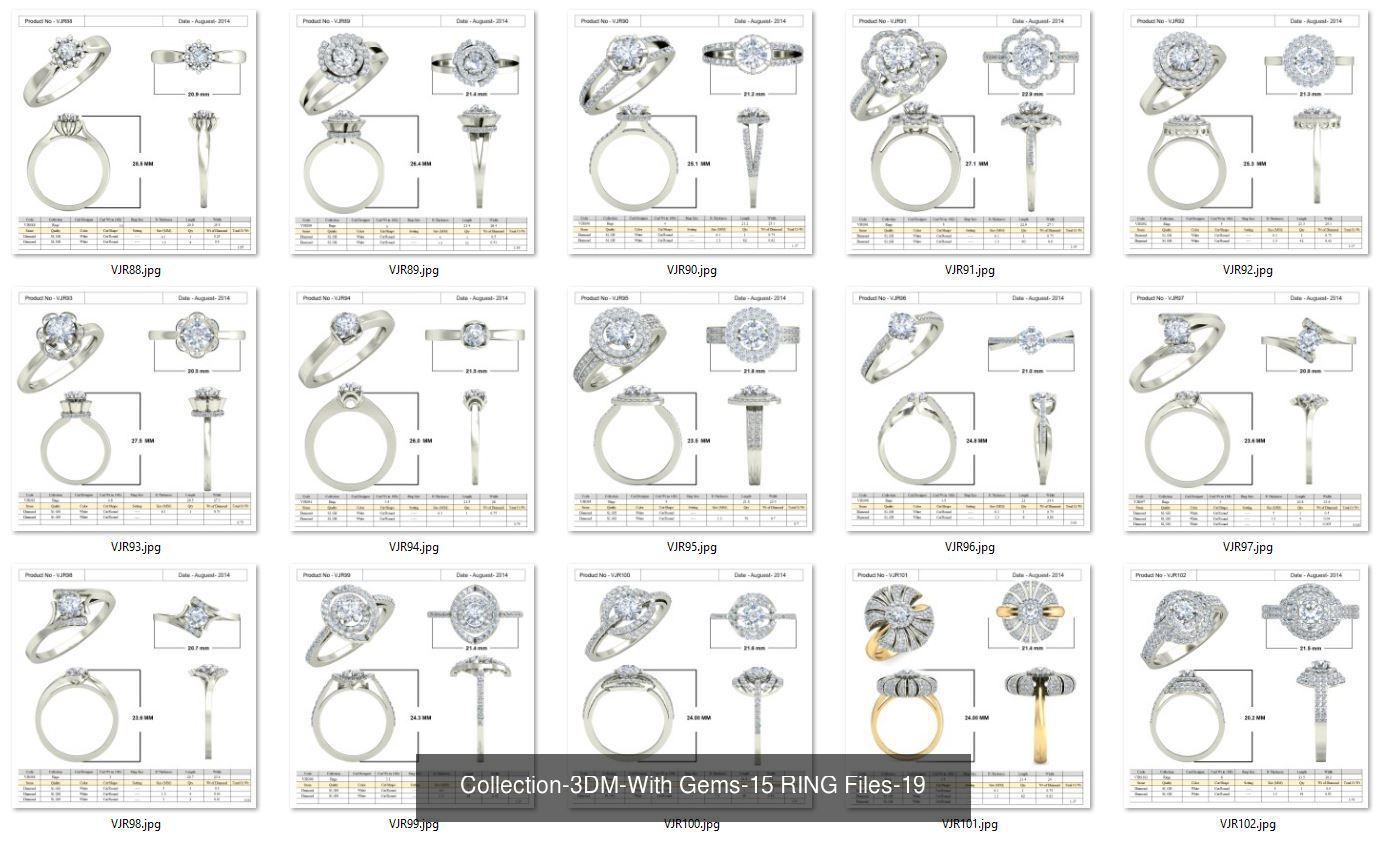 3DM-With and With Out Gems-JewelCAD-STL-10000 MIX Files 3D Model Collection_24