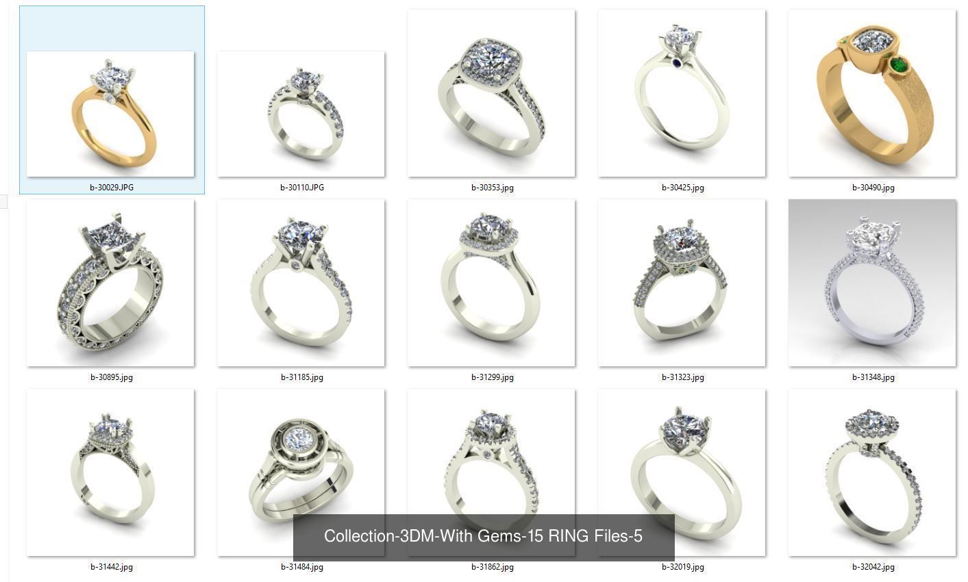 3DM-With and With Out Gems-JewelCAD-STL-10000 MIX Files 3D Model Collection_47