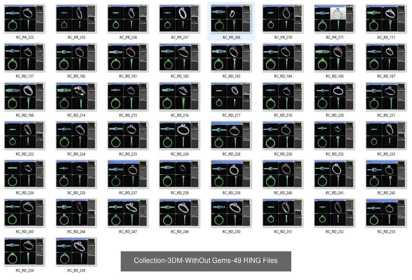 3DM-With and With Out Gems-JewelCAD-STL-10000 MIX Files 3D Model Collection_55
