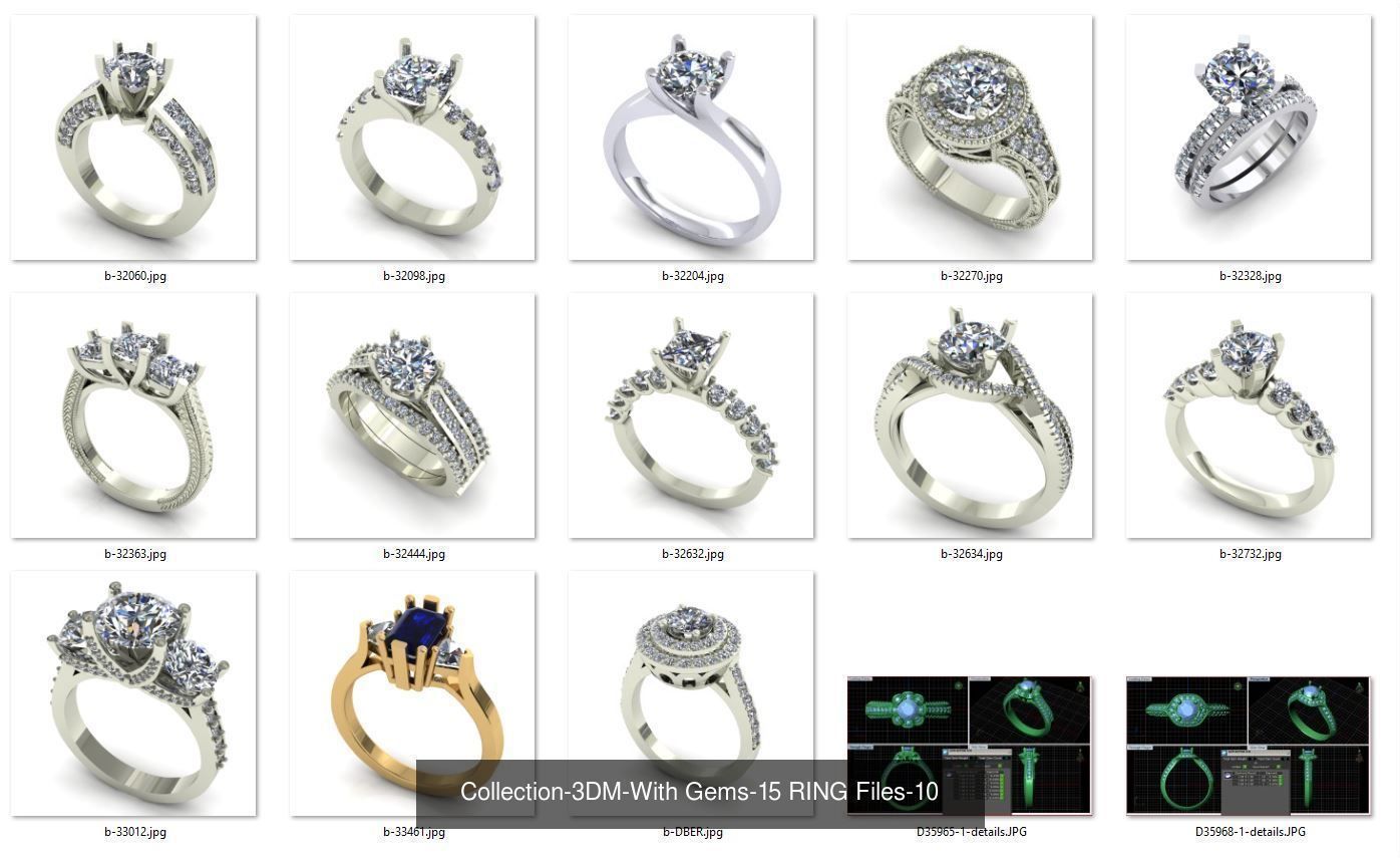 3DM-With and With Out Gems-JewelCAD-STL-10000 MIX Files 3D Model Collection_48