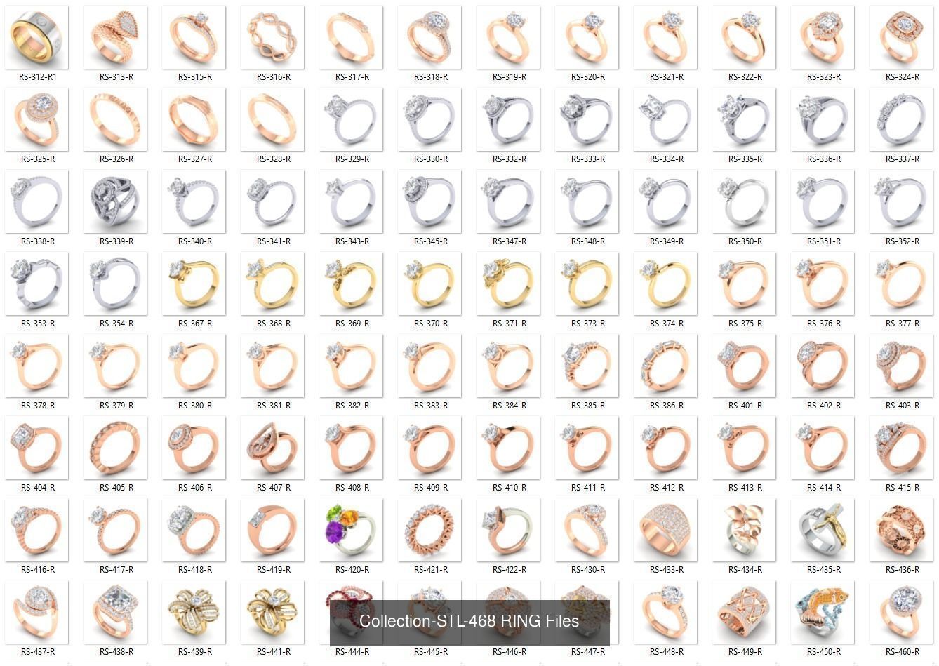 3DM-With and With Out Gems-JewelCAD-STL-10000 MIX Files 3D Model Collection_72