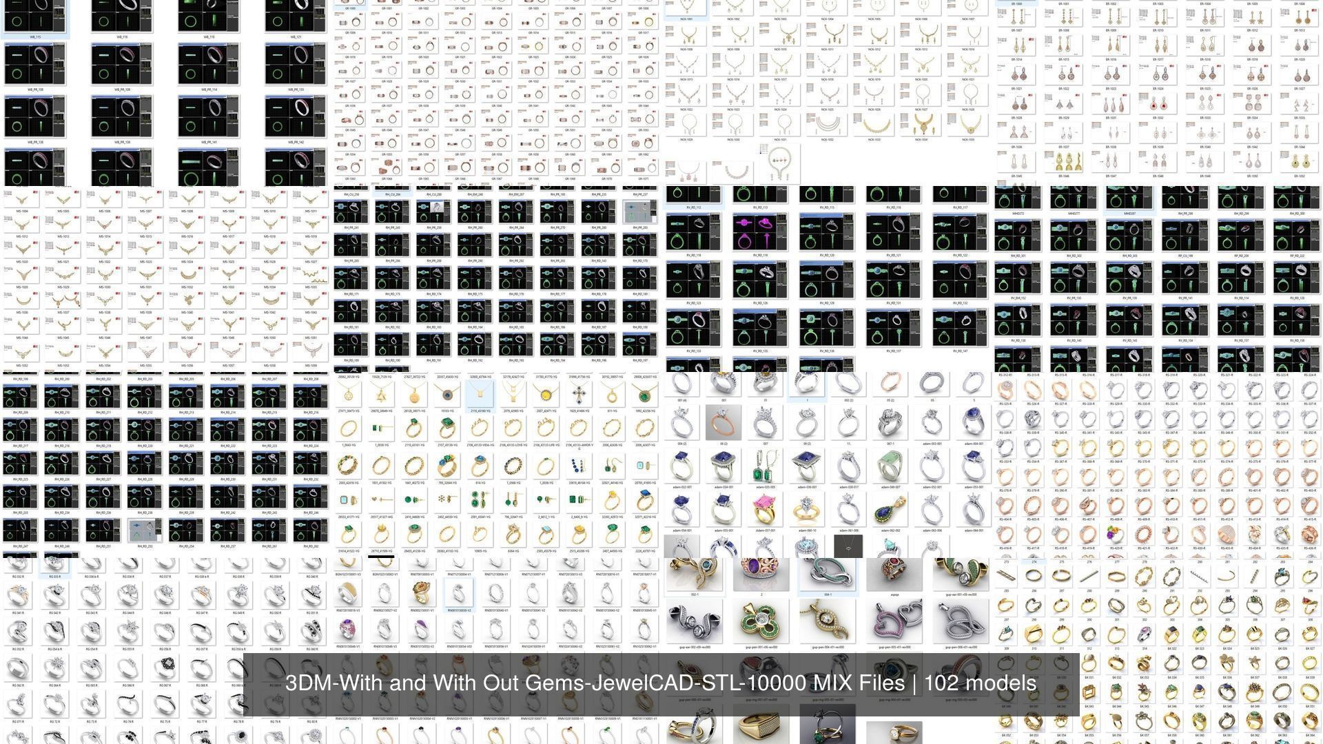 3DM-With and With Out Gems-JewelCAD-STL-10000 MIX Files 3D Model Collection_6