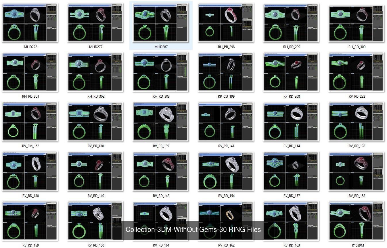 3DM-With and With Out Gems-JewelCAD-STL-10000 MIX Files 3D Model Collection_68