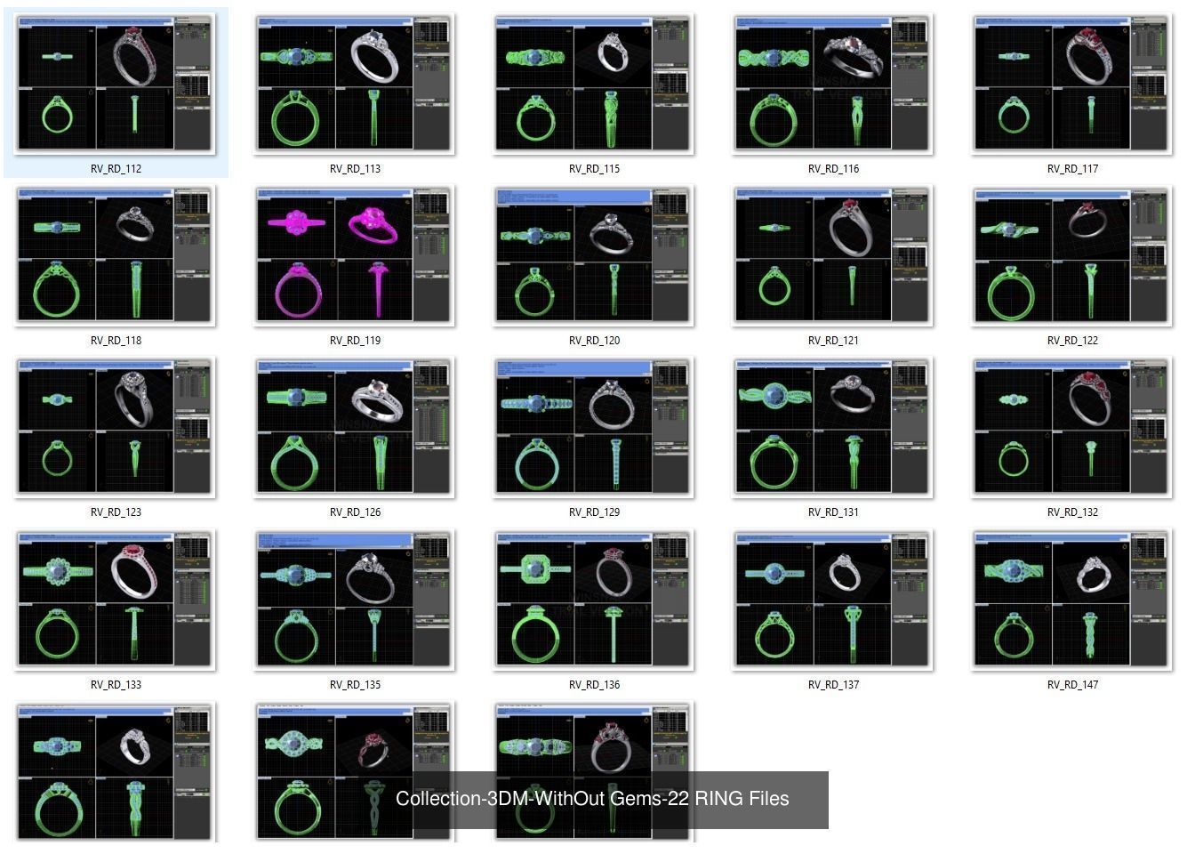 3DM-With and With Out Gems-JewelCAD-STL-10000 MIX Files 3D Model Collection_67