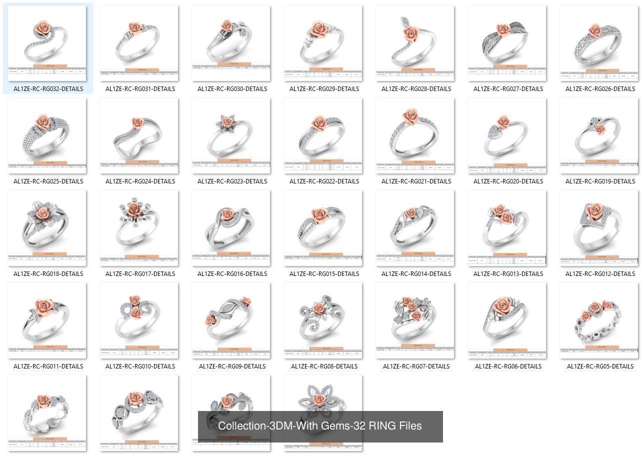 3DM-With and With Out Gems-JewelCAD-STL-10000 MIX Files 3D Model Collection_106