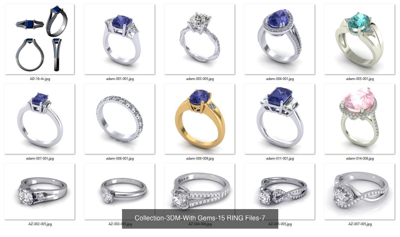 3DM-With and With Out Gems-JewelCAD-STL-10000 MIX Files 3D Model Collection_43