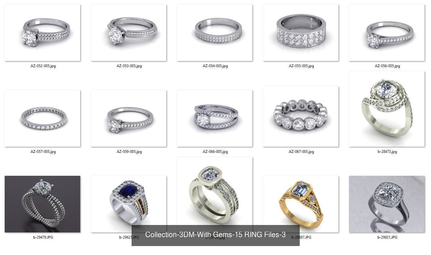3DM-With and With Out Gems-JewelCAD-STL-10000 MIX Files 3D Model Collection_46