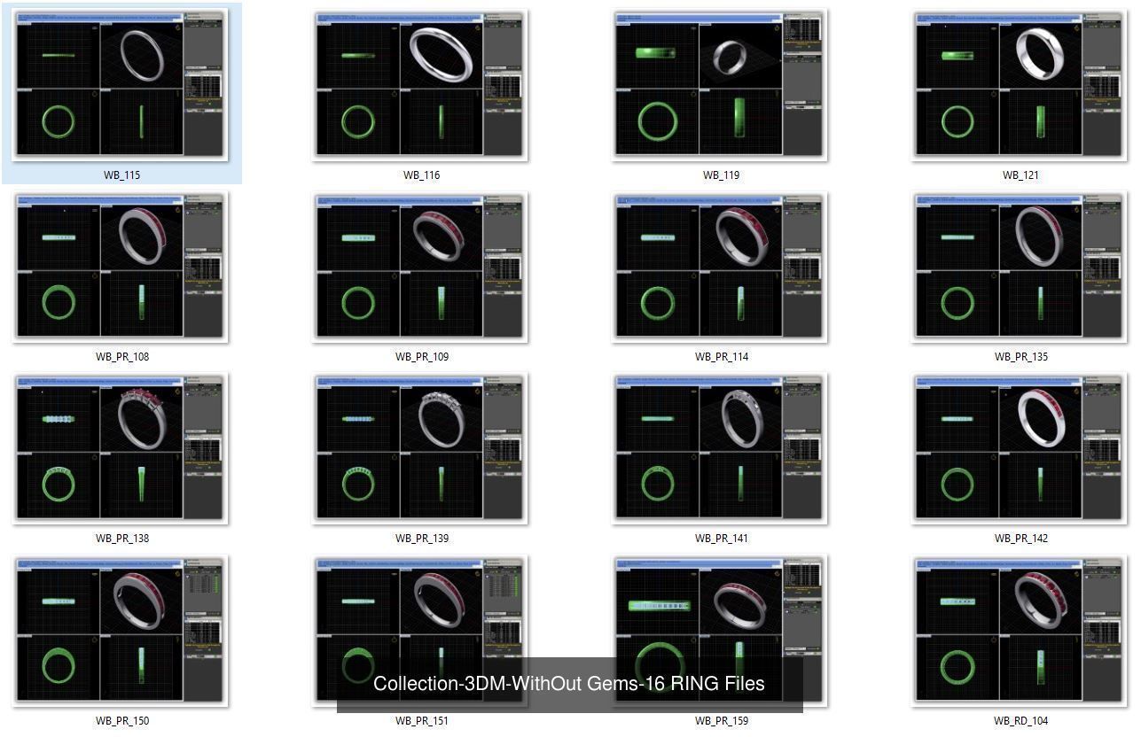 3DM-With and With Out Gems-JewelCAD-STL-10000 MIX Files 3D Model Collection_61