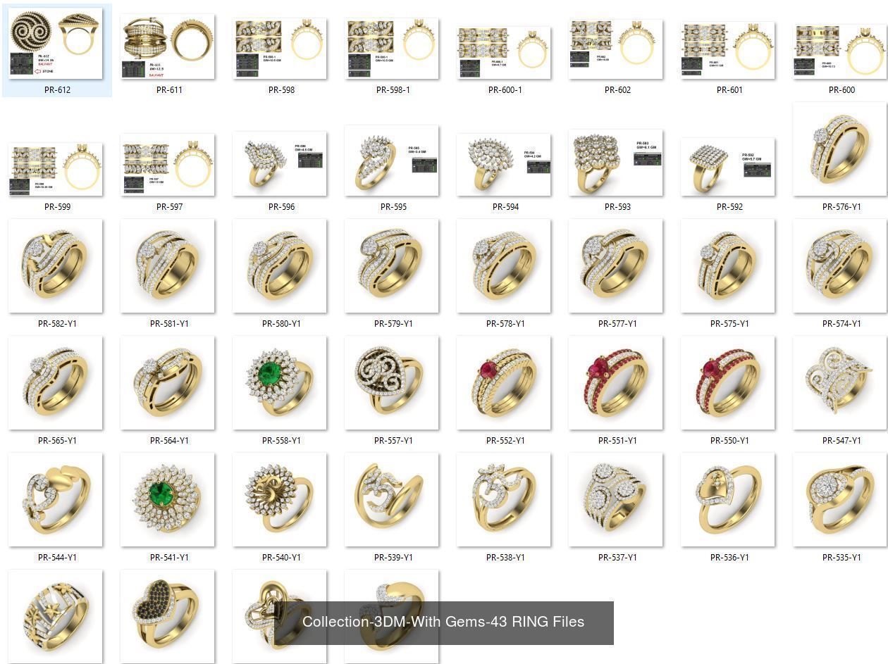 3DM-With and With Out Gems-JewelCAD-STL-10000 MIX Files 3D Model Collection_91