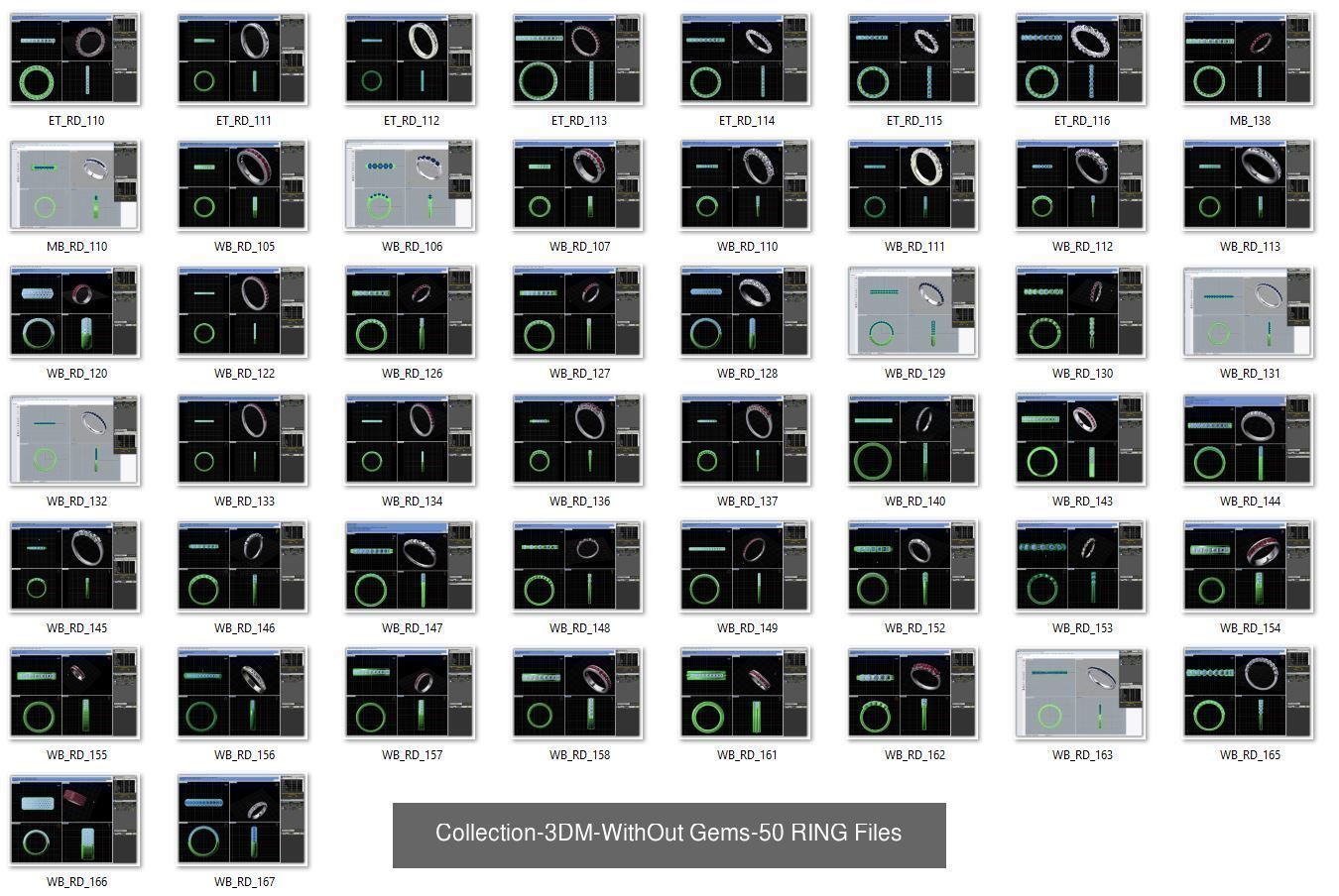 3DM-With and With Out Gems-JewelCAD-STL-10000 MIX Files 3D Model Collection_58