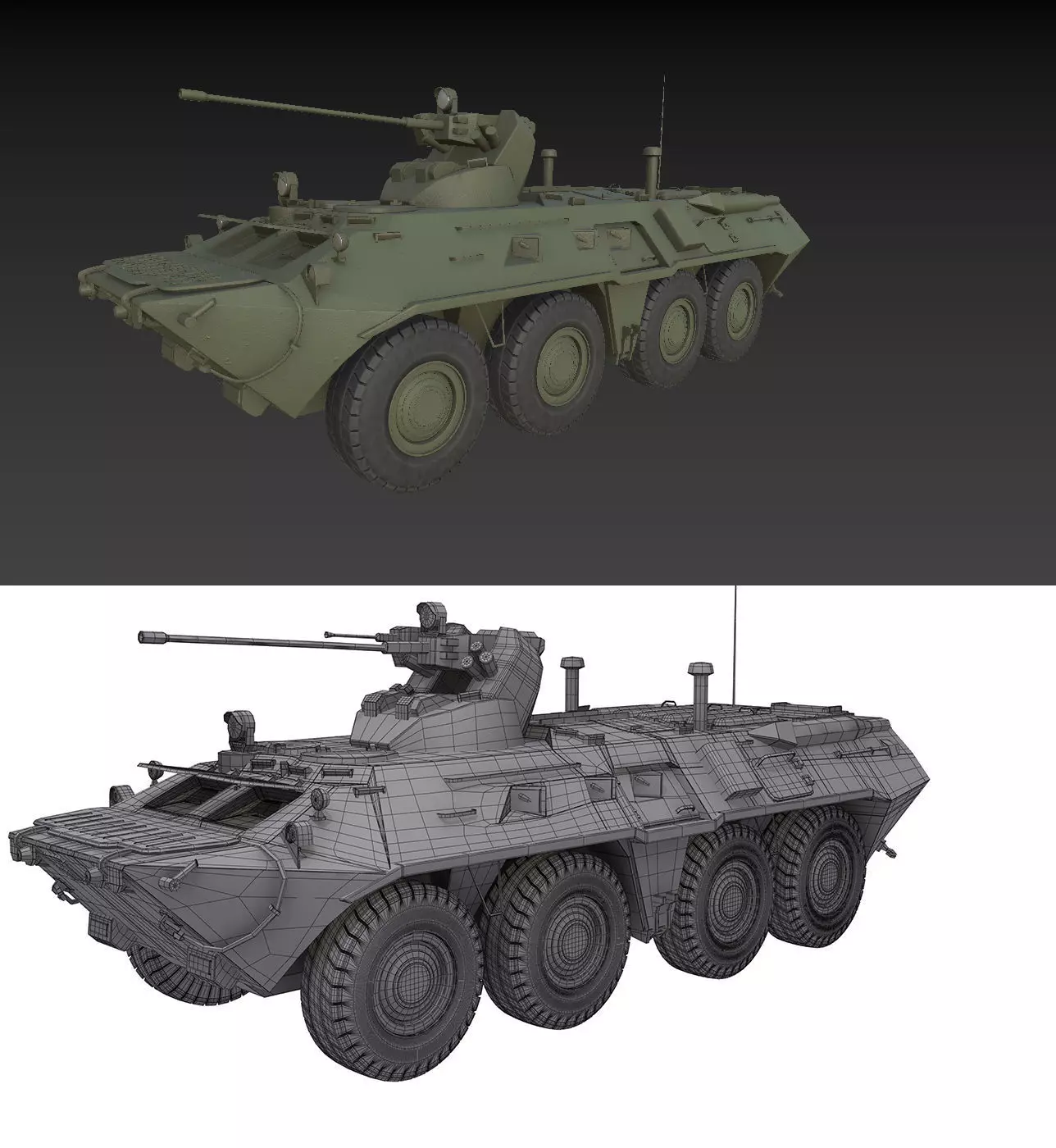 BTR Soviet armoured personnel carrier 3D model