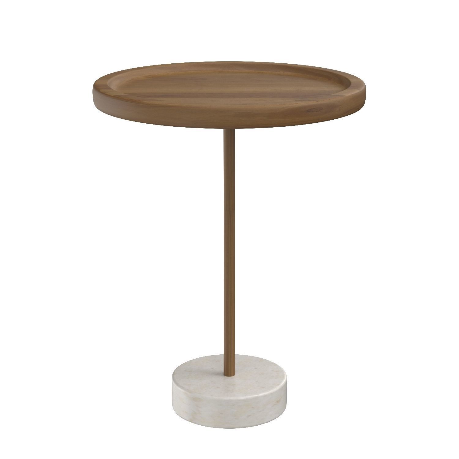 Roya KD Teak Side End Table Marble Base 3D model_1