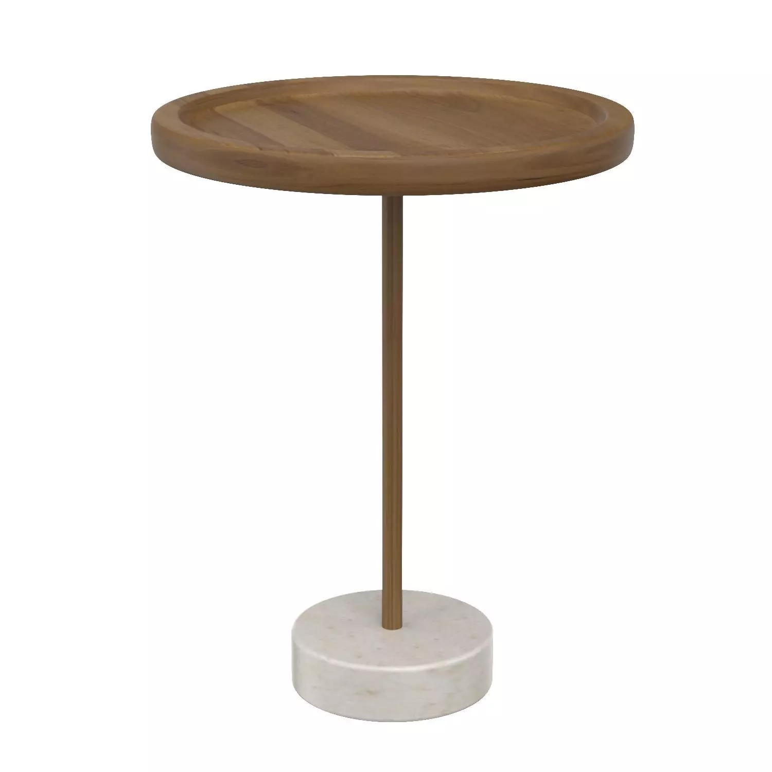 Roya KD Teak Side End Table Marble Base 3D model_0