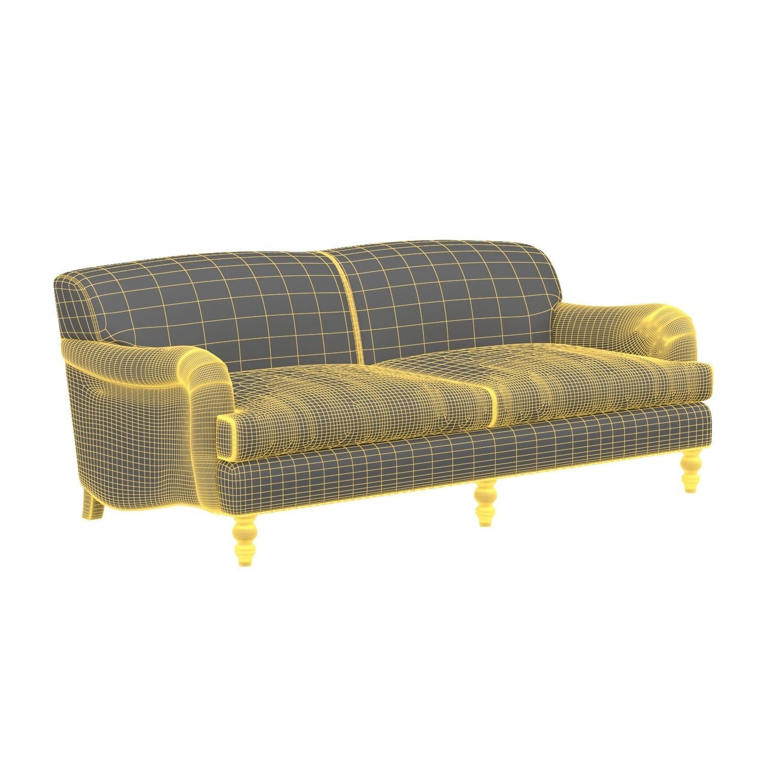 Roll Arm Sofa with Tight Back 3D model_5