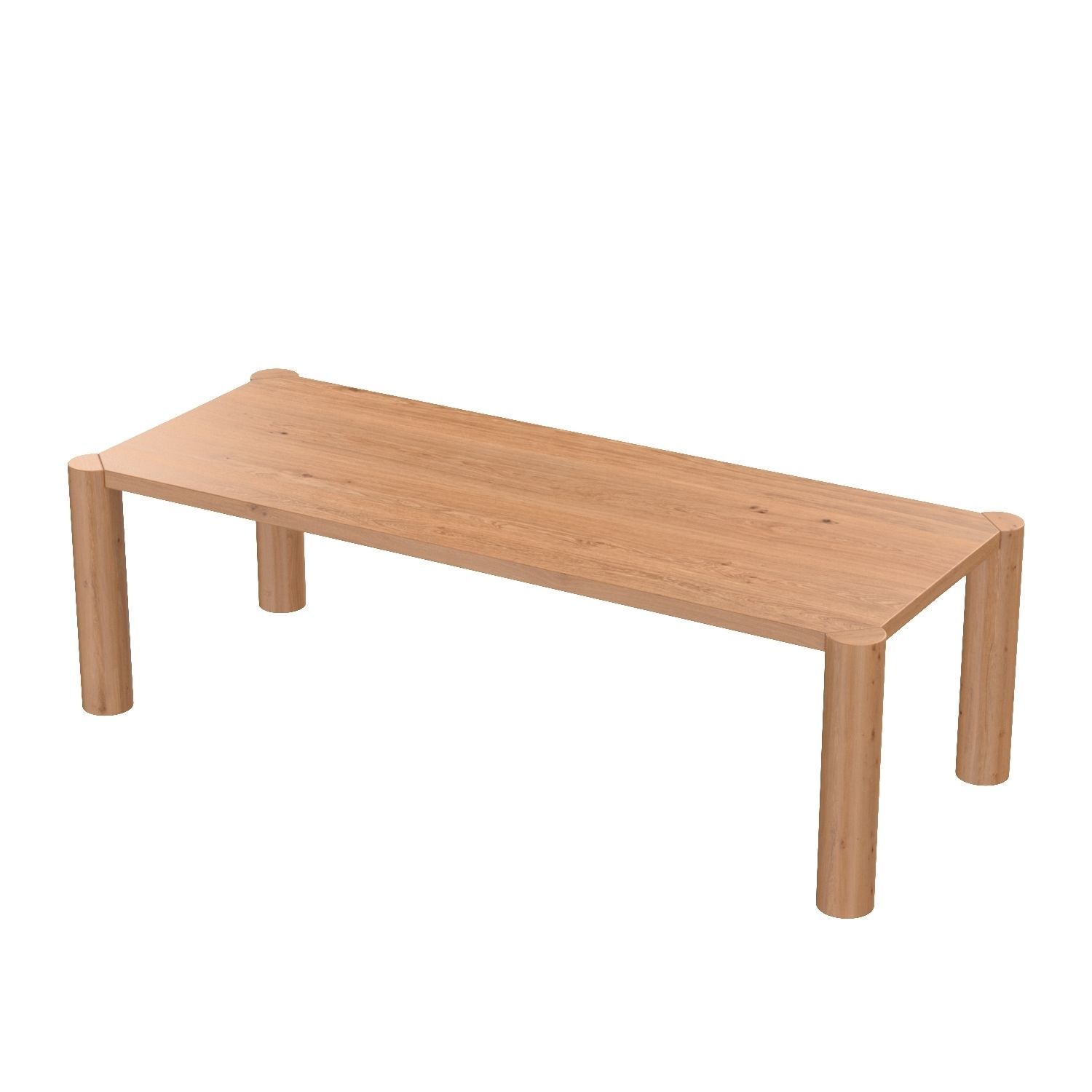 Post Dining Table Large Oak Natural 3D model_4
