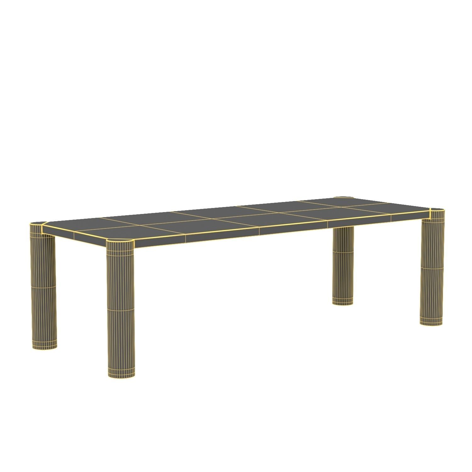 Post Dining Table Large Oak Natural 3D model_5