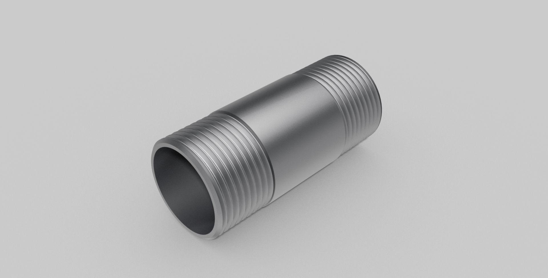 1 Inch BSP male - Barrel nipple - Autodesk Inventor 3D model_1