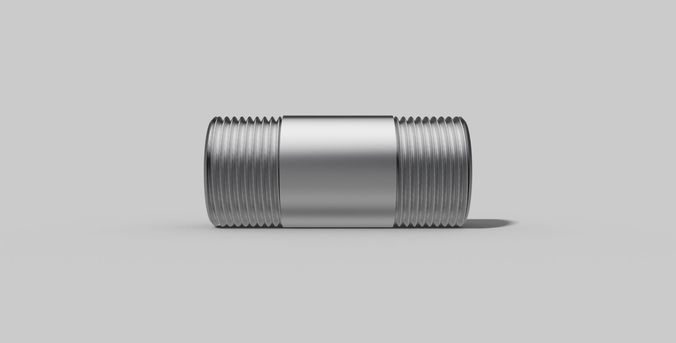 1 Inch BSP male - Barrel nipple - Autodesk Inventor 3D model