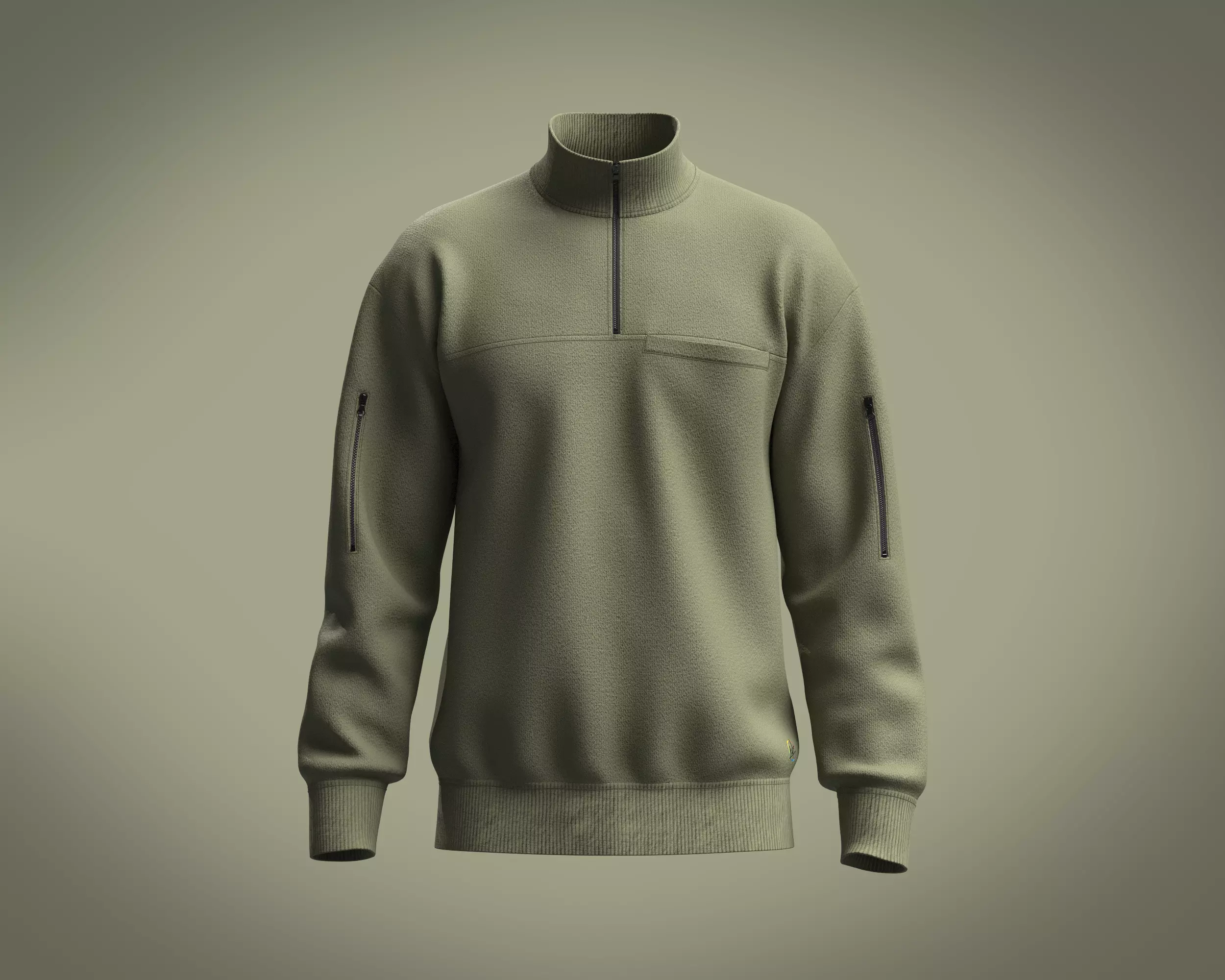Zip-Sweatshirt half zip sweatshirt 3D model_0