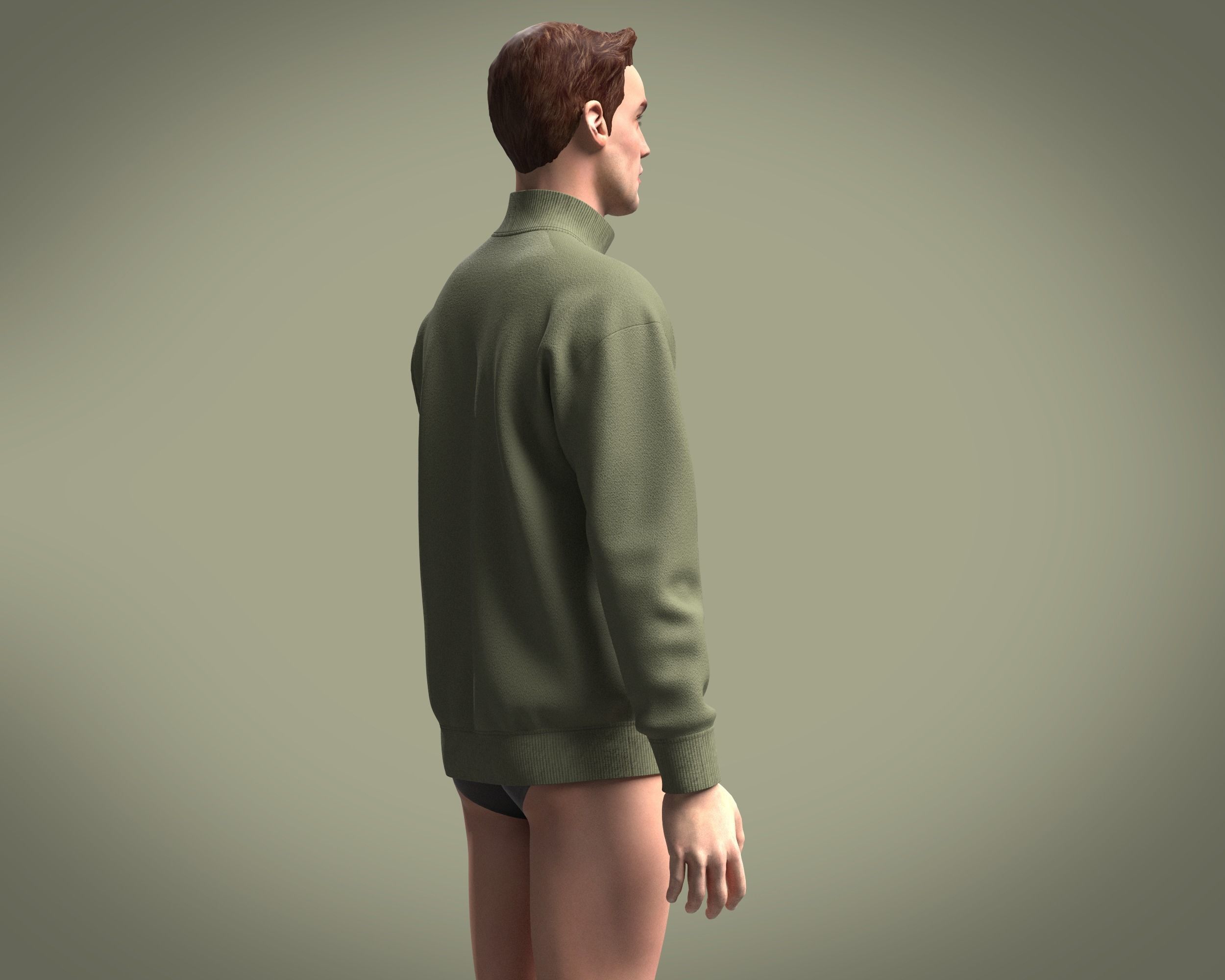 Zip-Sweatshirt half zip sweatshirt 3D model_10