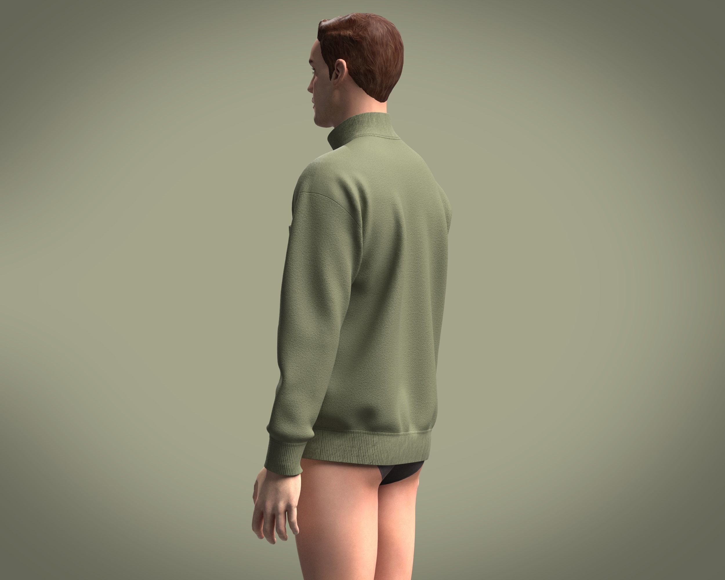 Zip-Sweatshirt half zip sweatshirt 3D model_2