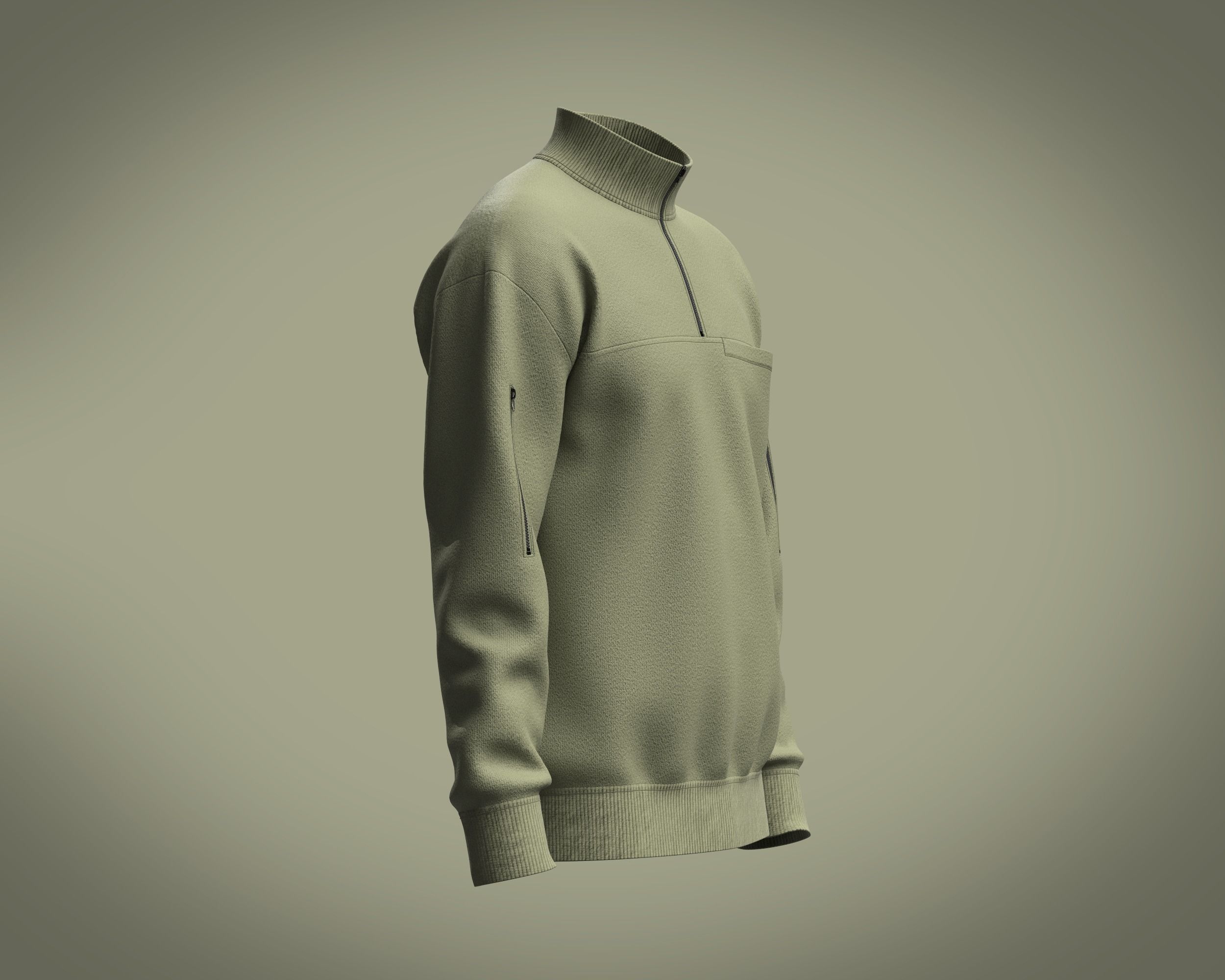 Zip-Sweatshirt half zip sweatshirt 3D model_1