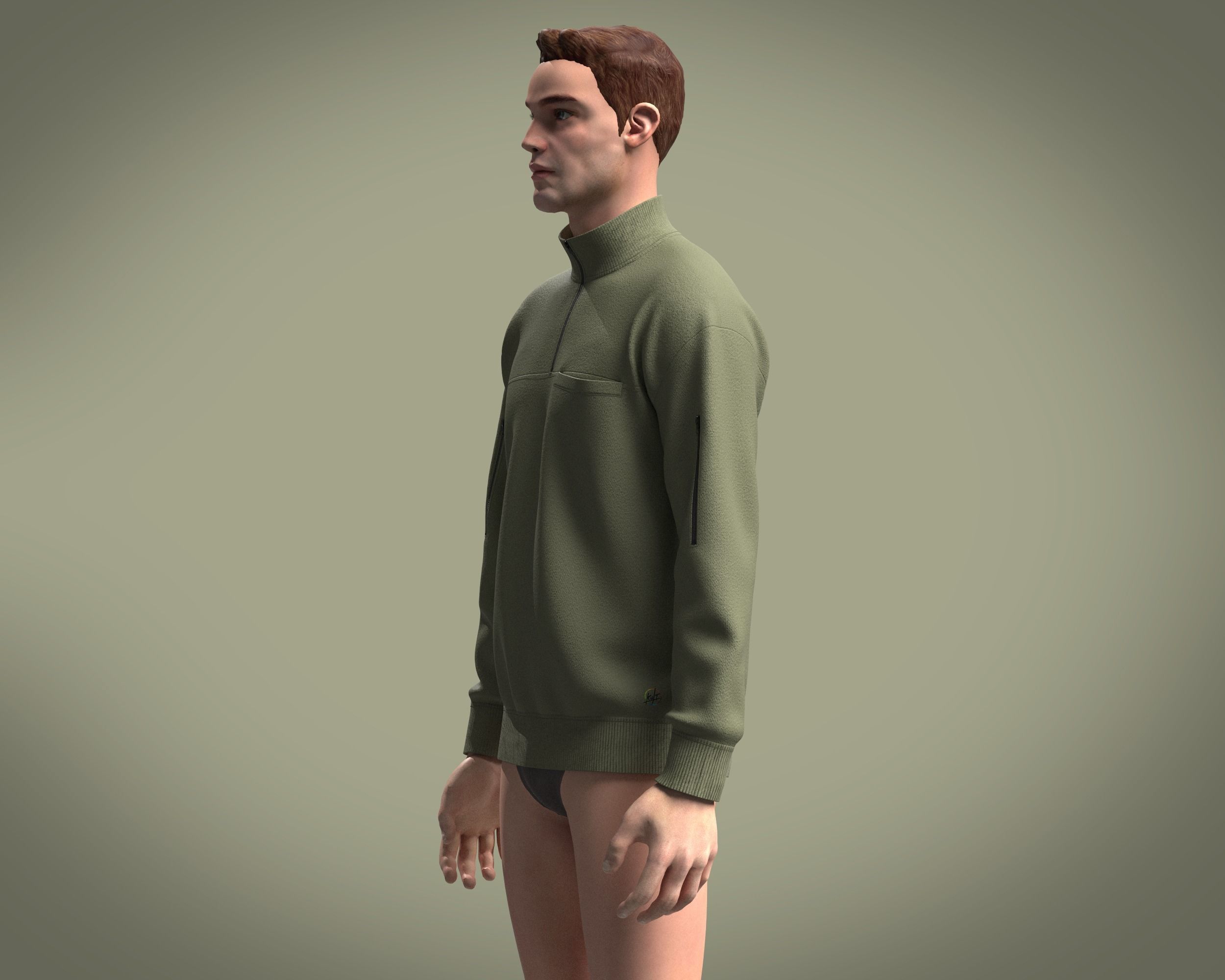 Zip-Sweatshirt half zip sweatshirt 3D model_3