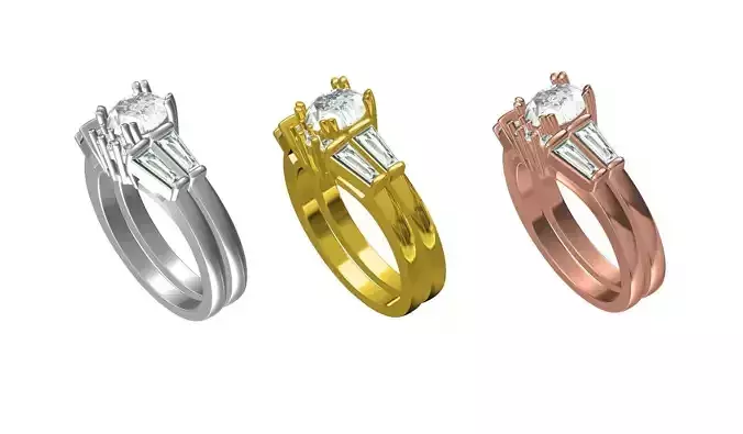 Baguette Setting Band Engagement Ring