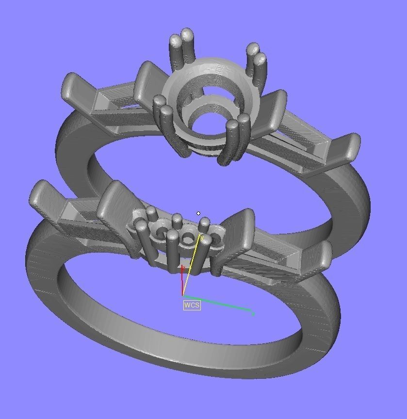 Baguette Setting Band Engagement Ring 3D print model_14
