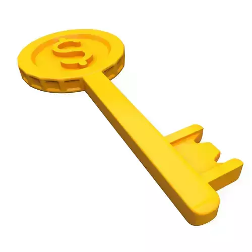 Key with Dollar Coin Cartoon Low-poly 3D model