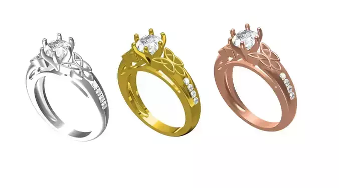 Round Diamond Celtic Knot Engagement Ring