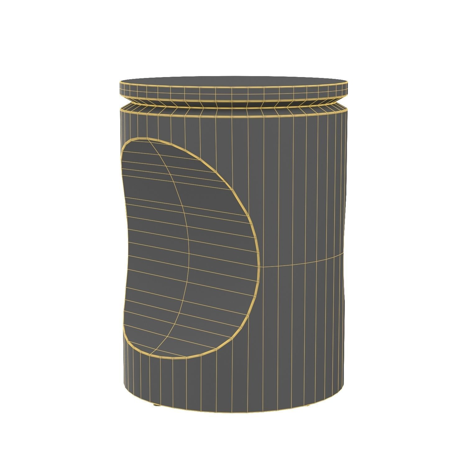 Hardwood Pillar Side Table 3D model_5
