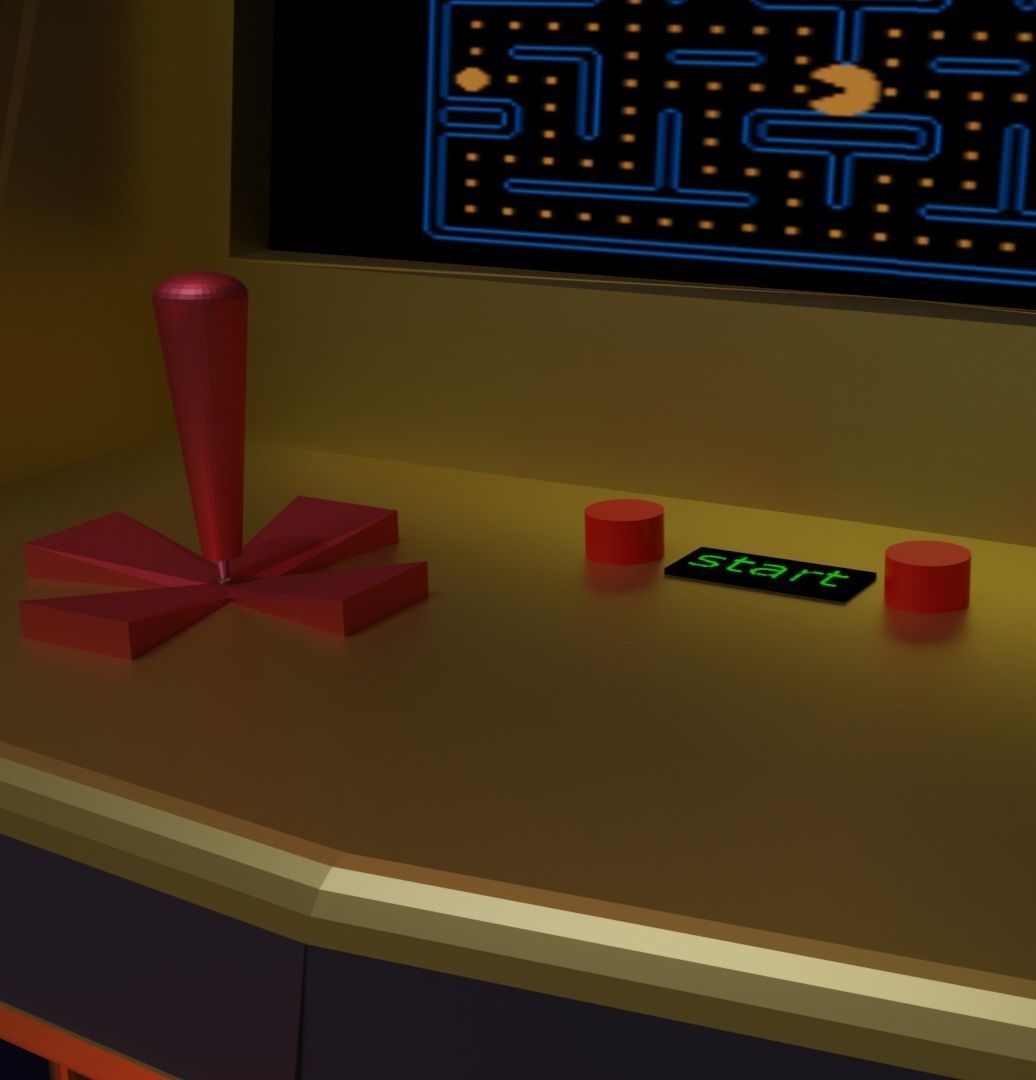 Arcade pac-man machine Low-poly 3D model_21