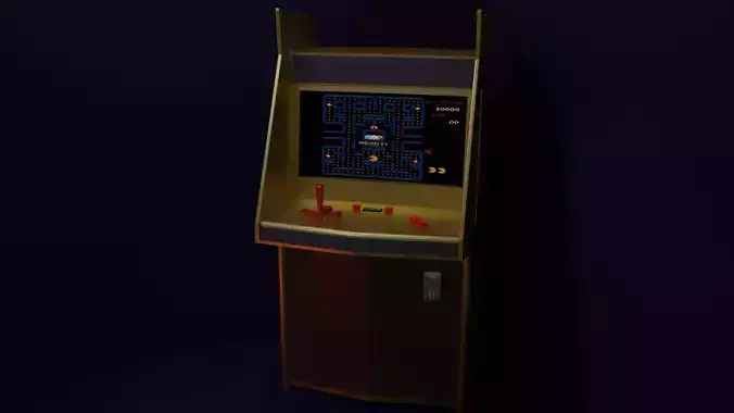 Arcade pac-man machine Low-poly 3D model