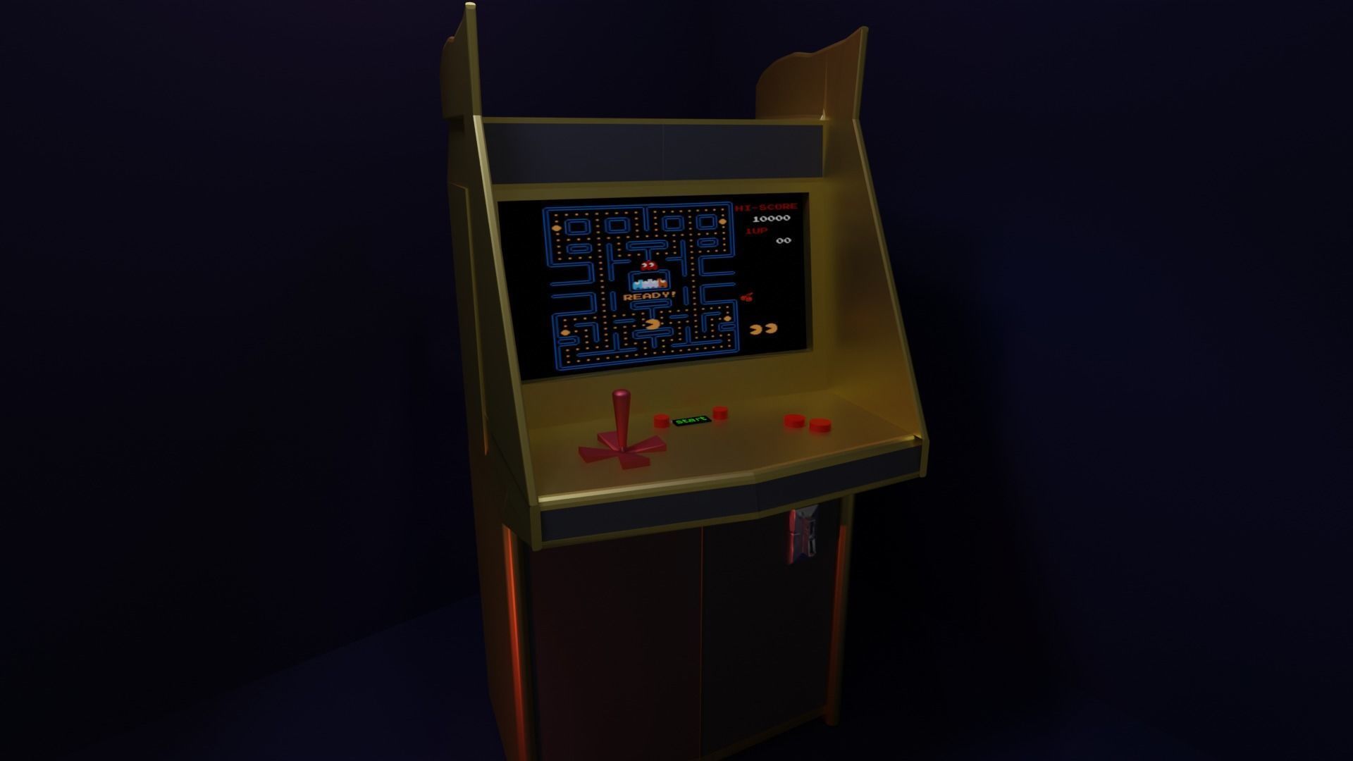 Arcade pac-man machine Low-poly 3D model_4