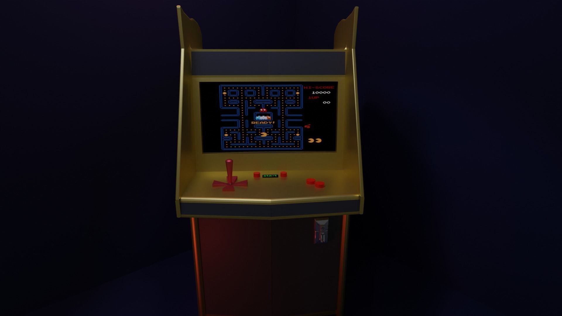 Arcade pac-man machine Low-poly 3D model_3