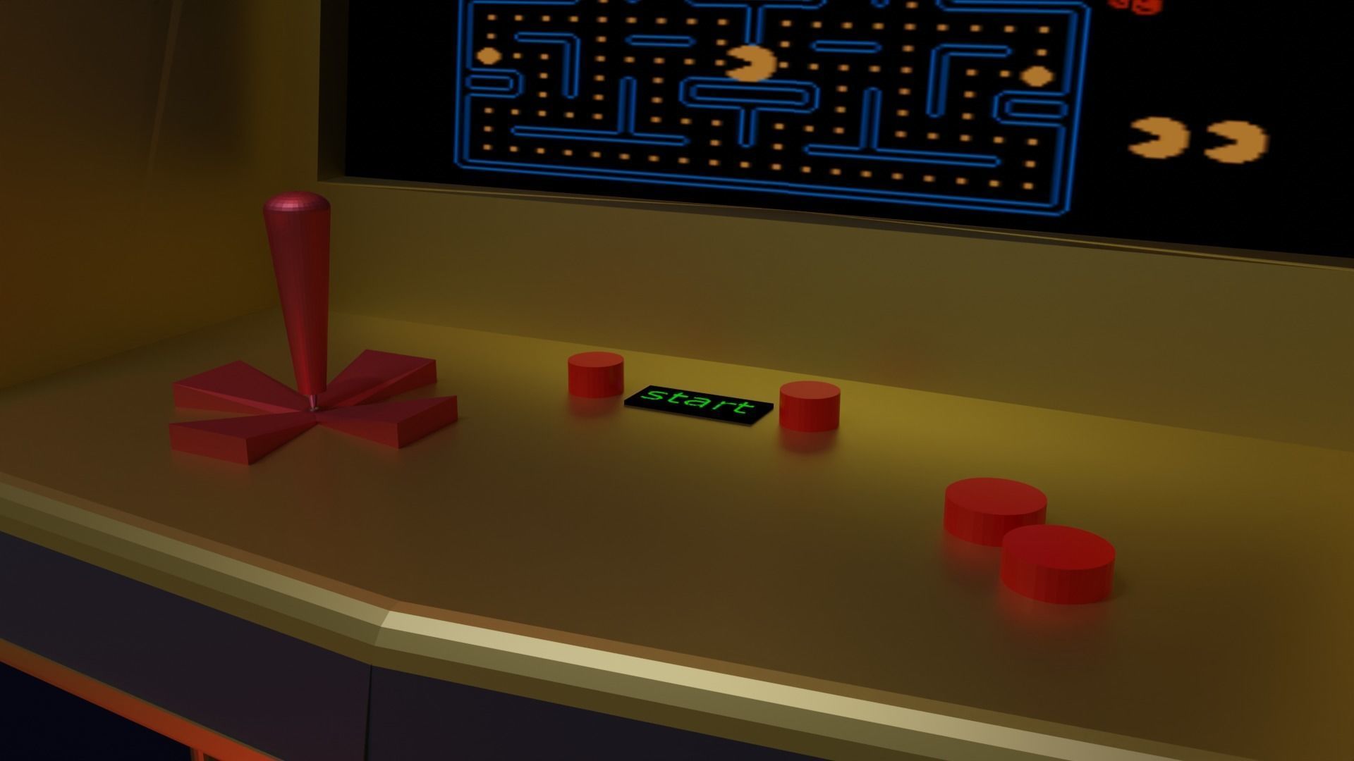 Arcade pac-man machine Low-poly 3D model_5