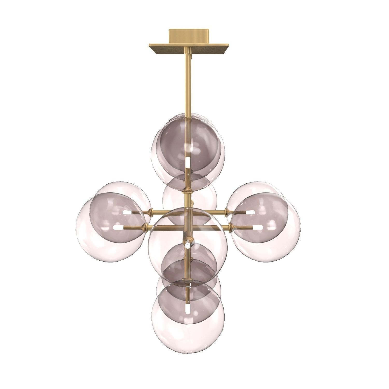 Glass Globe Mobile Linear Chandelier 3D model_1
