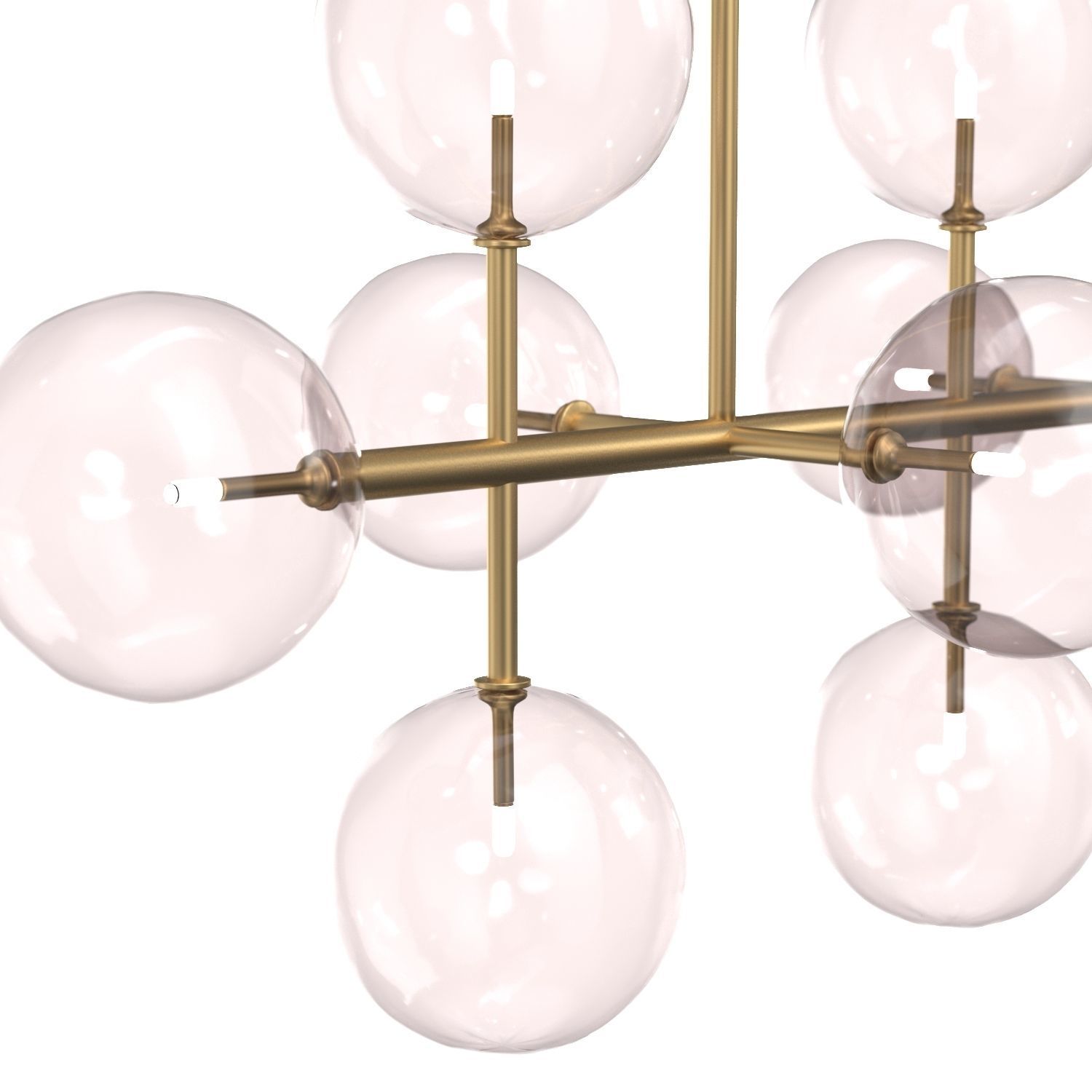 Glass Globe Mobile Linear Chandelier 3D model_3