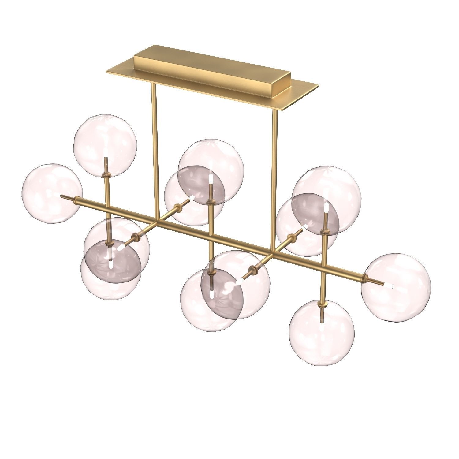 Glass Globe Mobile Linear Chandelier 3D model_4