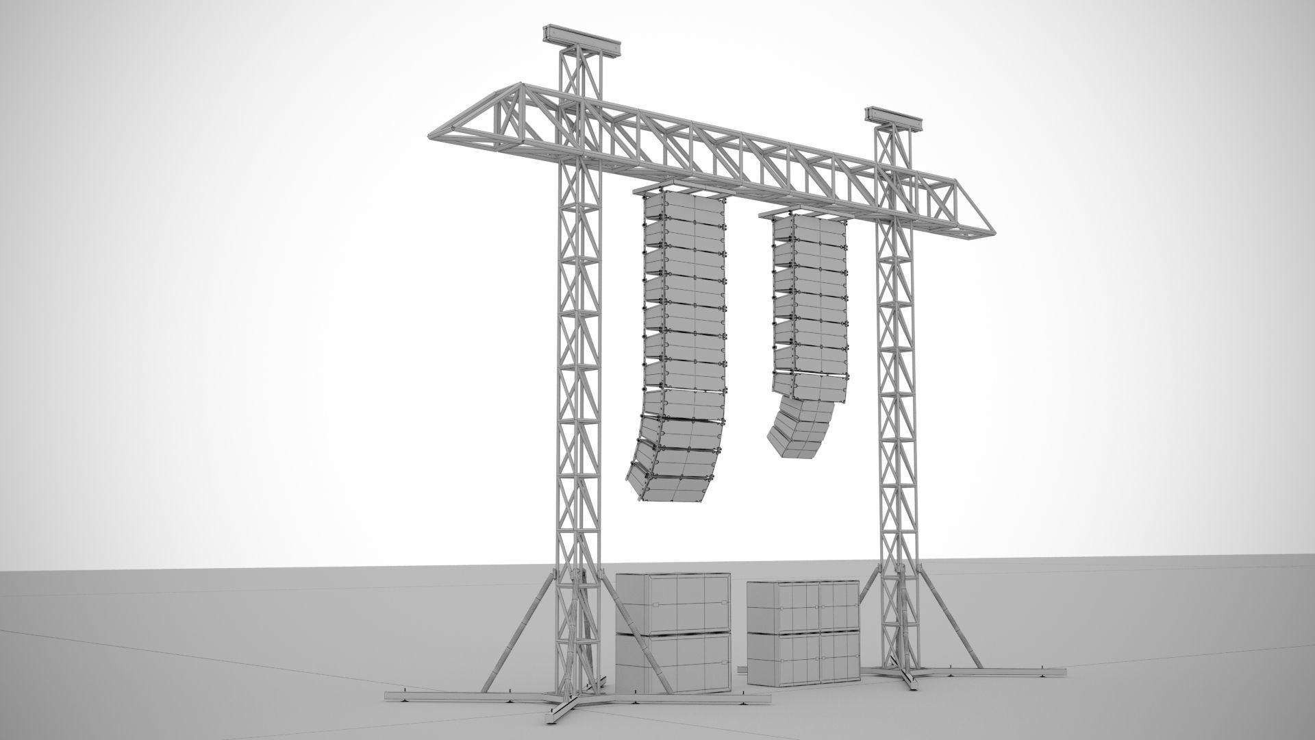 Concert Sound System Line Array 3D model_5
