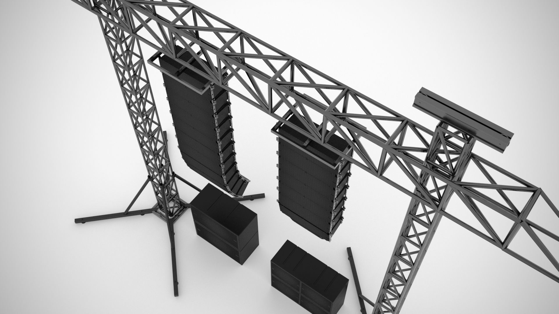 Concert Sound System Line Array 3D model_4
