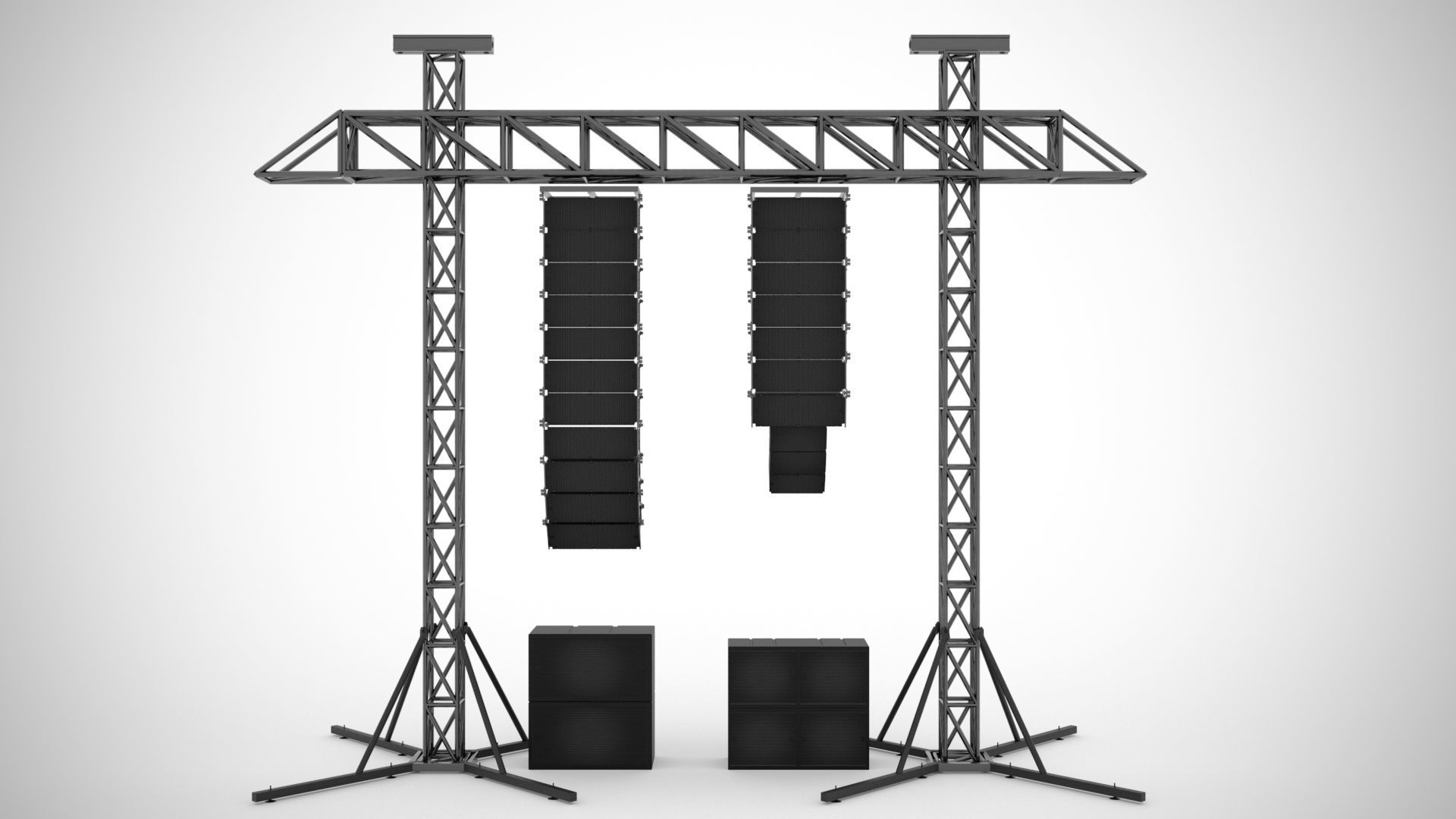 Concert Sound System Line Array 3D model_2