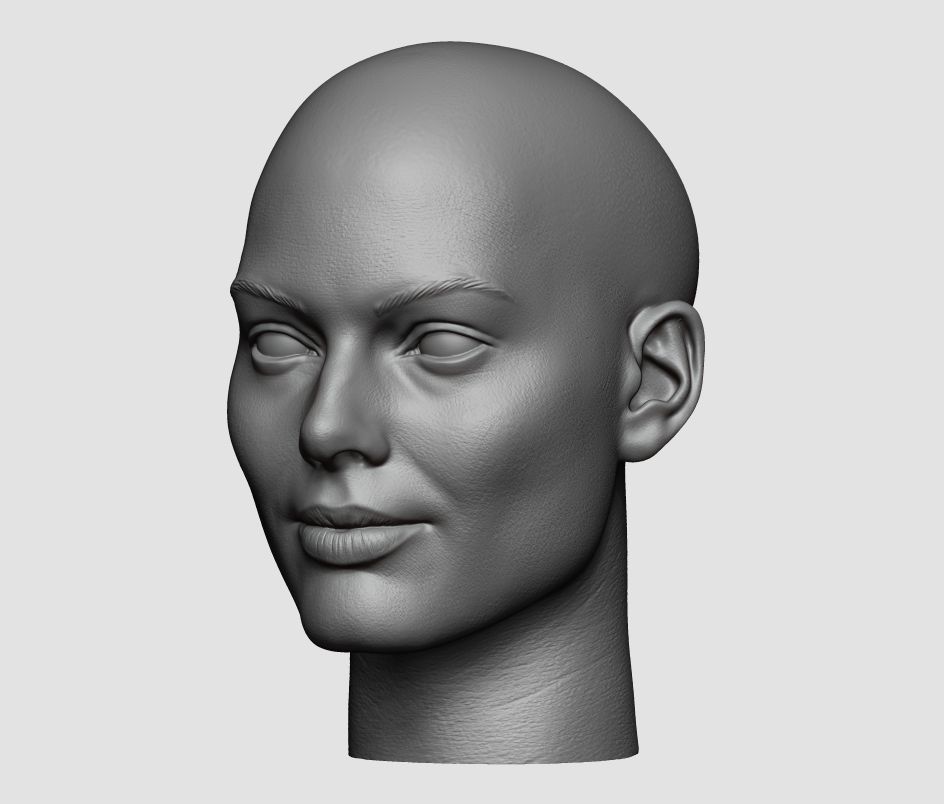 Harley Quinn  3D printable head  bold head 3D print model_2