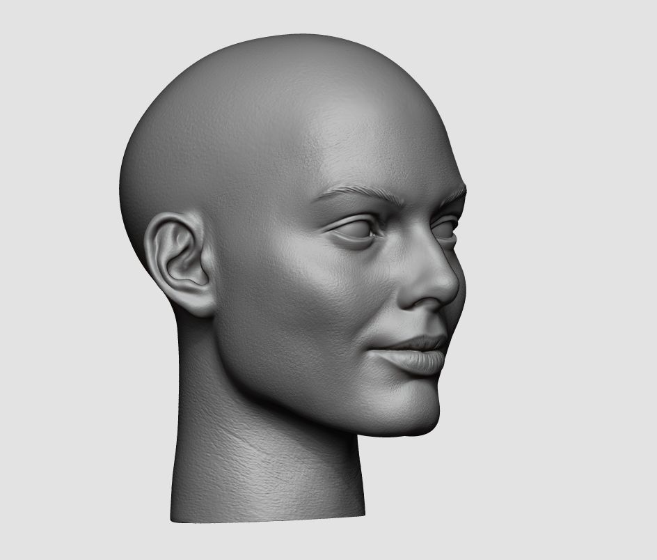 Harley Quinn  3D printable head  bold head 3D print model_4