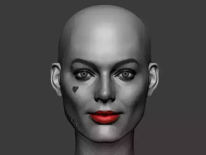 Harley Quinn  3D printable head  bold head