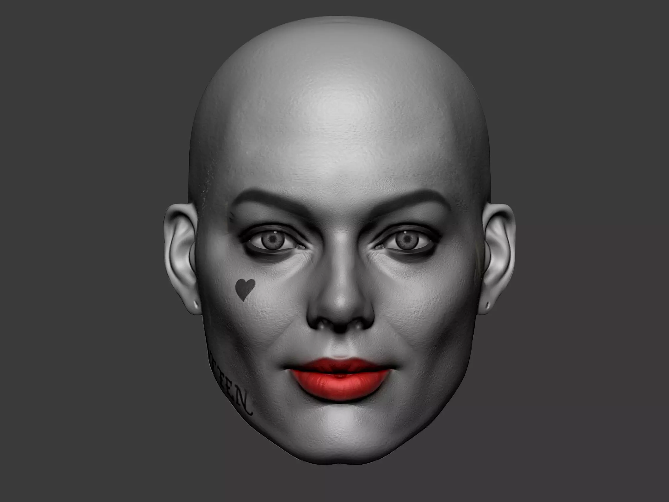 Harley Quinn in Birds of prey 6th scale bold head without neck 3D print model