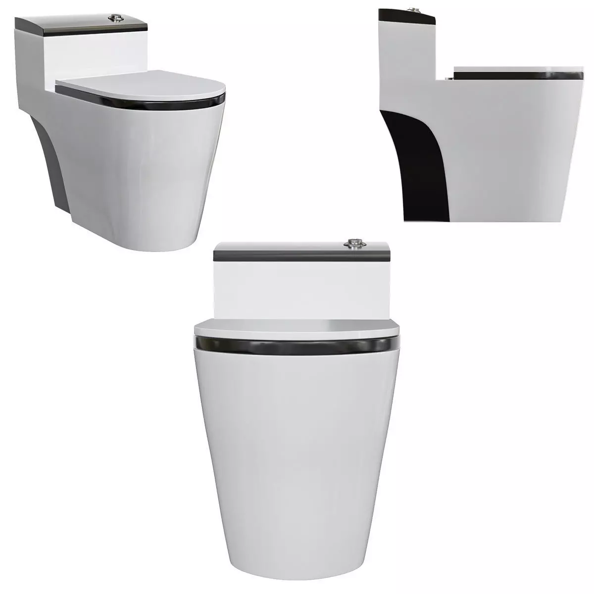 Dual-flush Elongated One-piece Toilet 3D model_0