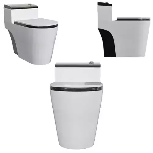 Dual-flush Elongated One-piece Toilet 3D model