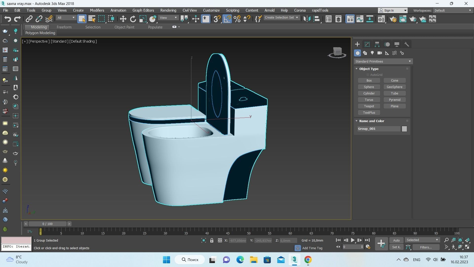 Dual-flush Elongated One-piece Toilet 3D model_8